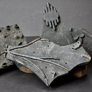 Collezione UNICA - 4 BLOCCHI DI STAMPA di arte popolare francese antica - Blocchi di stampa in legno francesi del XIX secolo - Grande artigianato autentico - AQ1