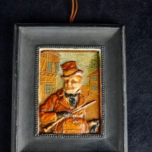 Bretby Pottery - Mr Micawber - Dickens character plaque - Vintage Ceramic historical fiction plaque - AP58