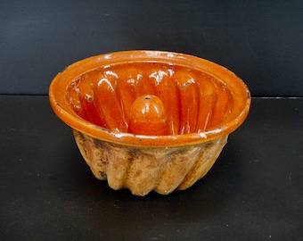 Antique Terracotta Baking Mold - French Tunnel Cake Mold - Made Before Bundt - Late 19th Century French Cookware - K392