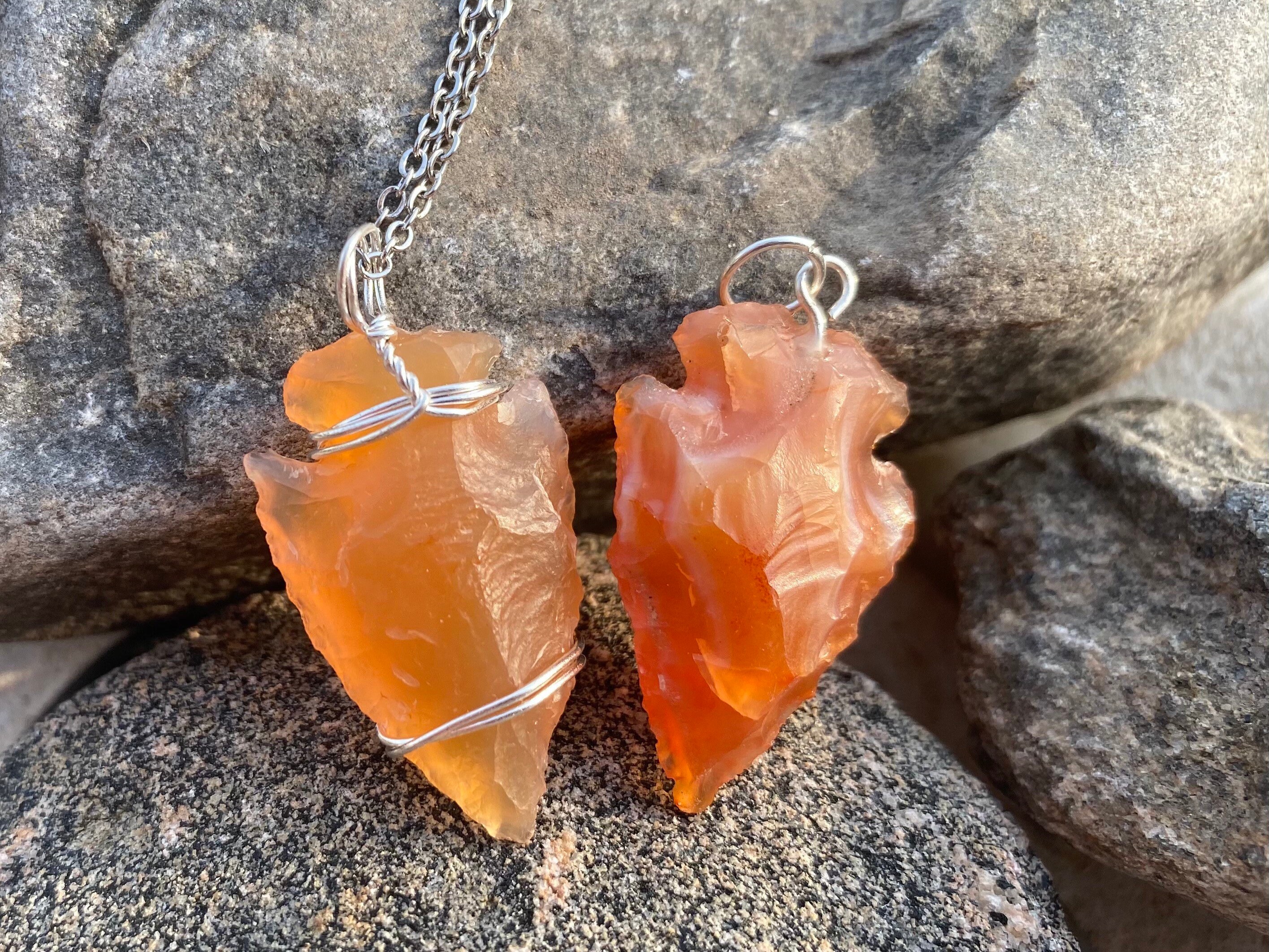 Raw Carnelian Necklace, Carnelian Crystal, Raw Fire Agate Necklace, R…