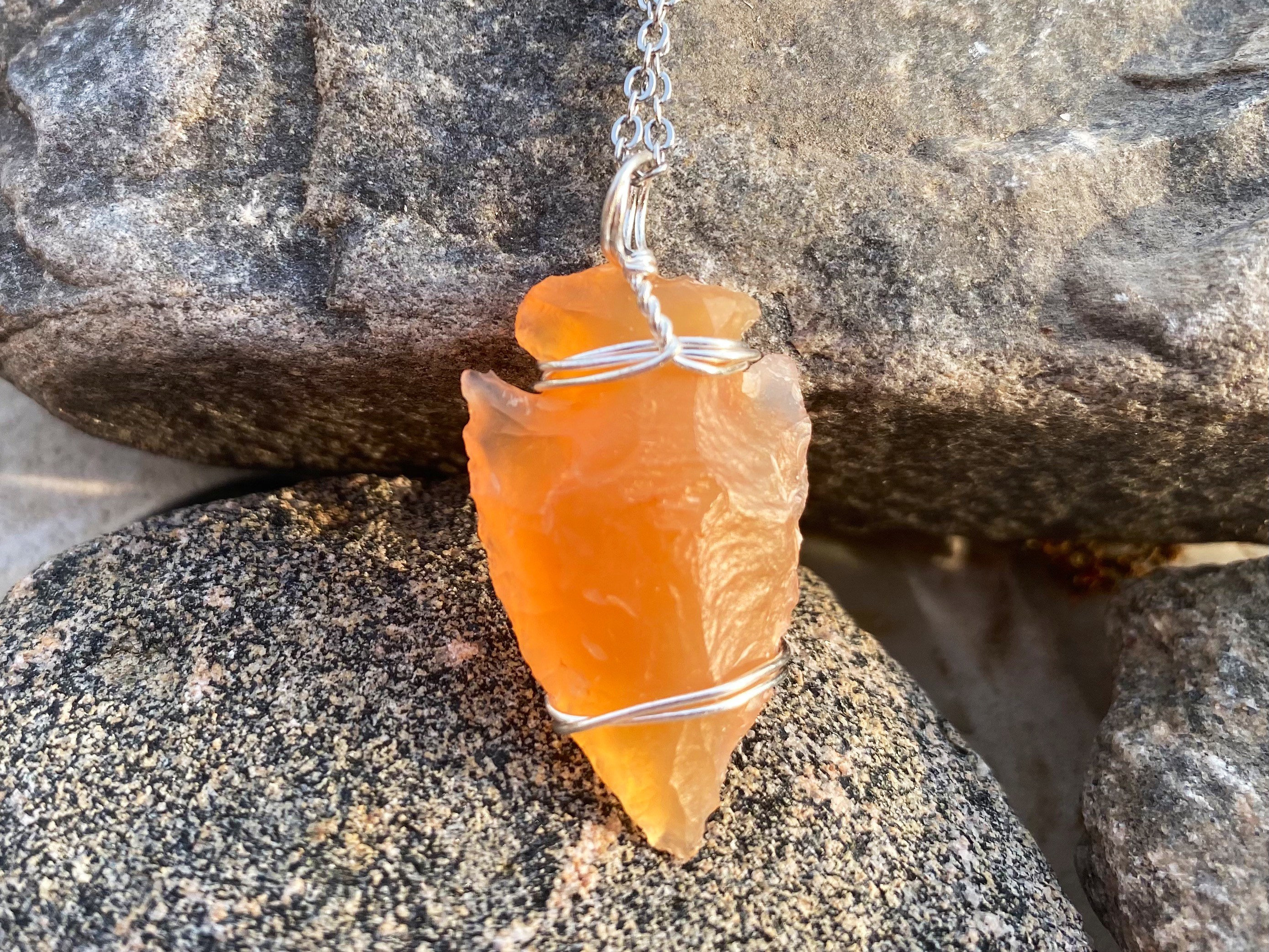 Raw Carnelian Necklace Carnelian Crystal Raw Fire Agate Etsy