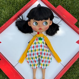 Vintage-style clown outfit for Blythe and similar dolls