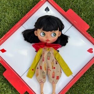 Vintage-style clown outfit for Blythe and similar dolls