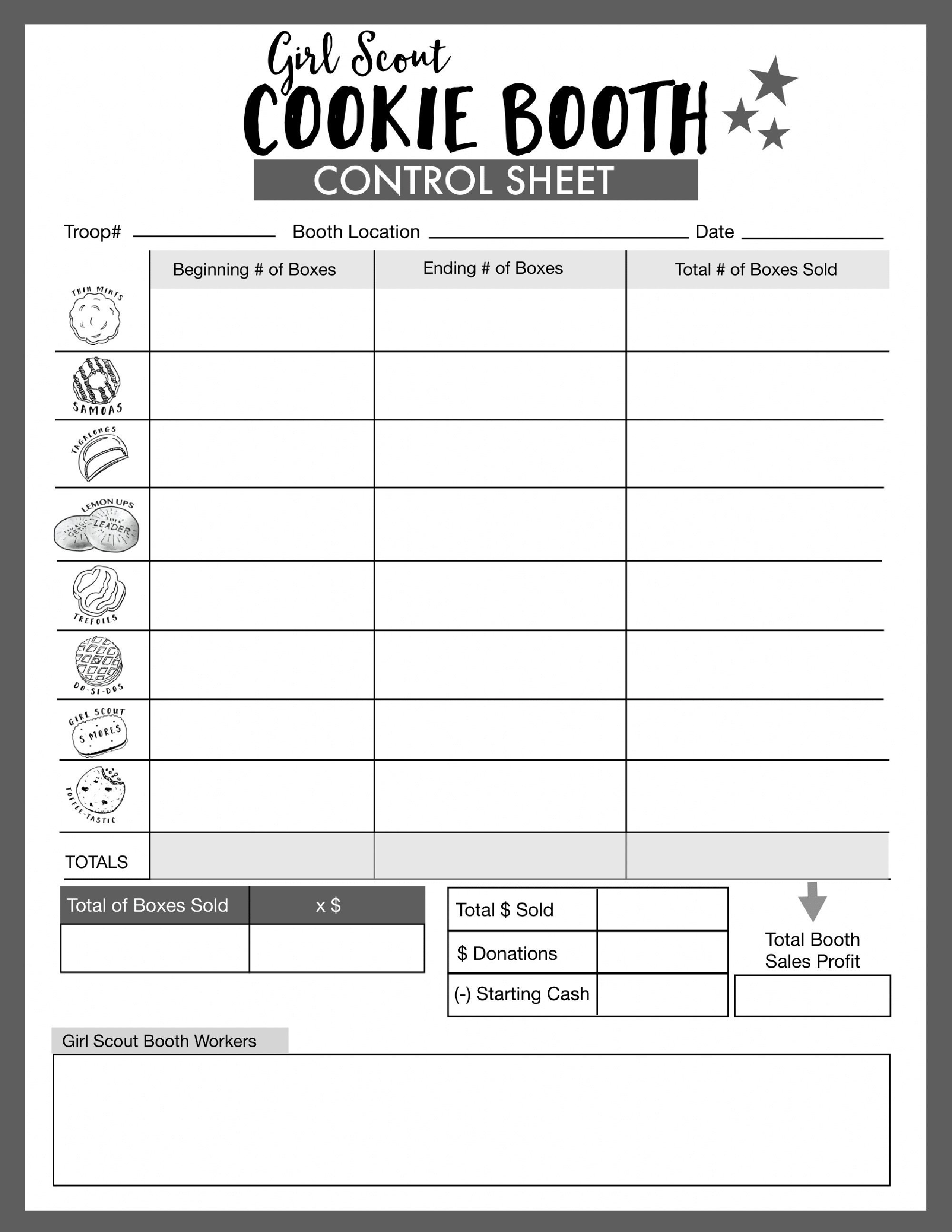 Little Brownie Bakers Girl Scout Cookie Booth Control Sheet | Etsy