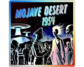 Holographische Aufkleber VerschwörungsTheorie Eisenhower Februar 18-20 1954, Geschichte Mystery Abziehbilder, Aliens UFOs Geheimtreffen die-cut Aufkleber