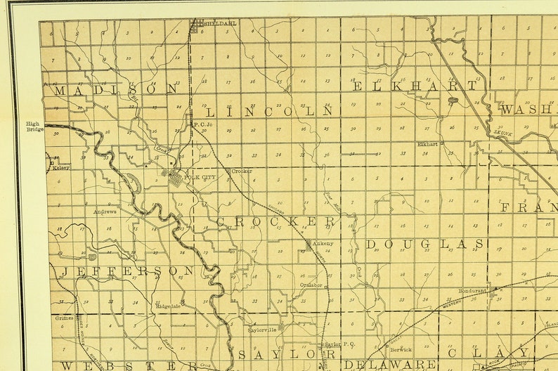 Polk County Iowa Map Antique Original Geological Map Des Etsy
