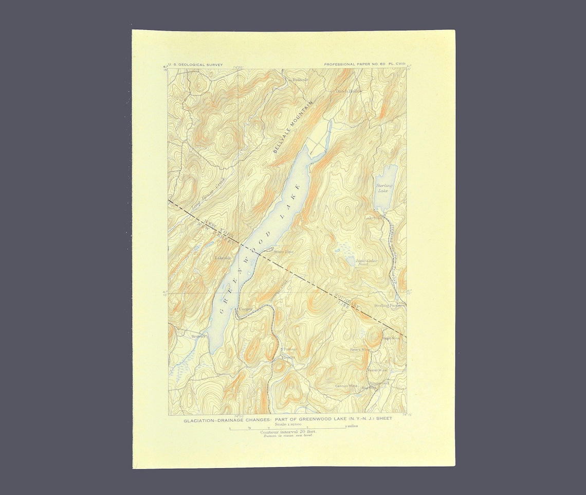 Greenwood Lake Map of Greenwood Lake New York Topographic Etsy