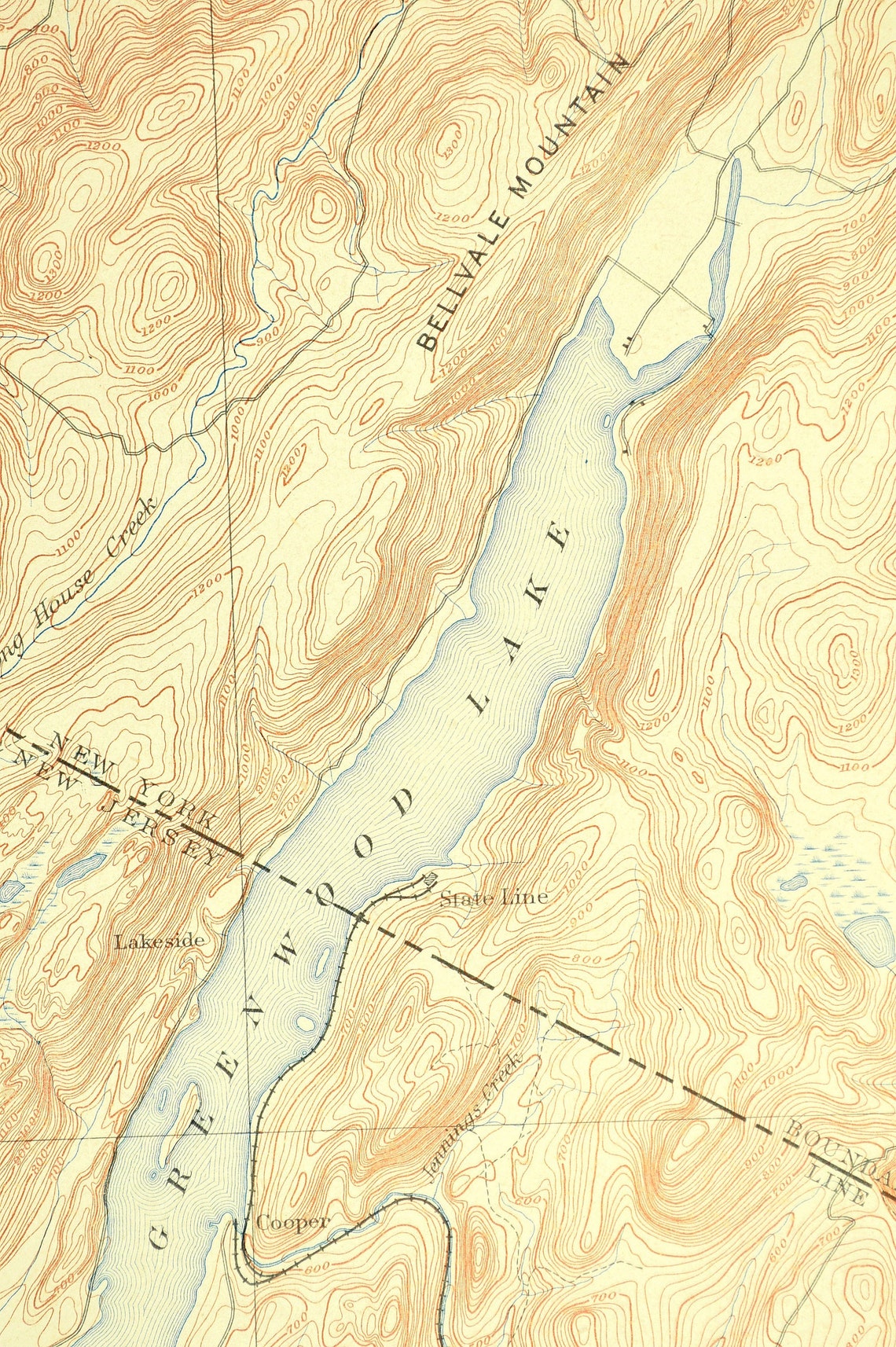 Greenwood Lake Map of Greenwood Lake New York Topographic Etsy