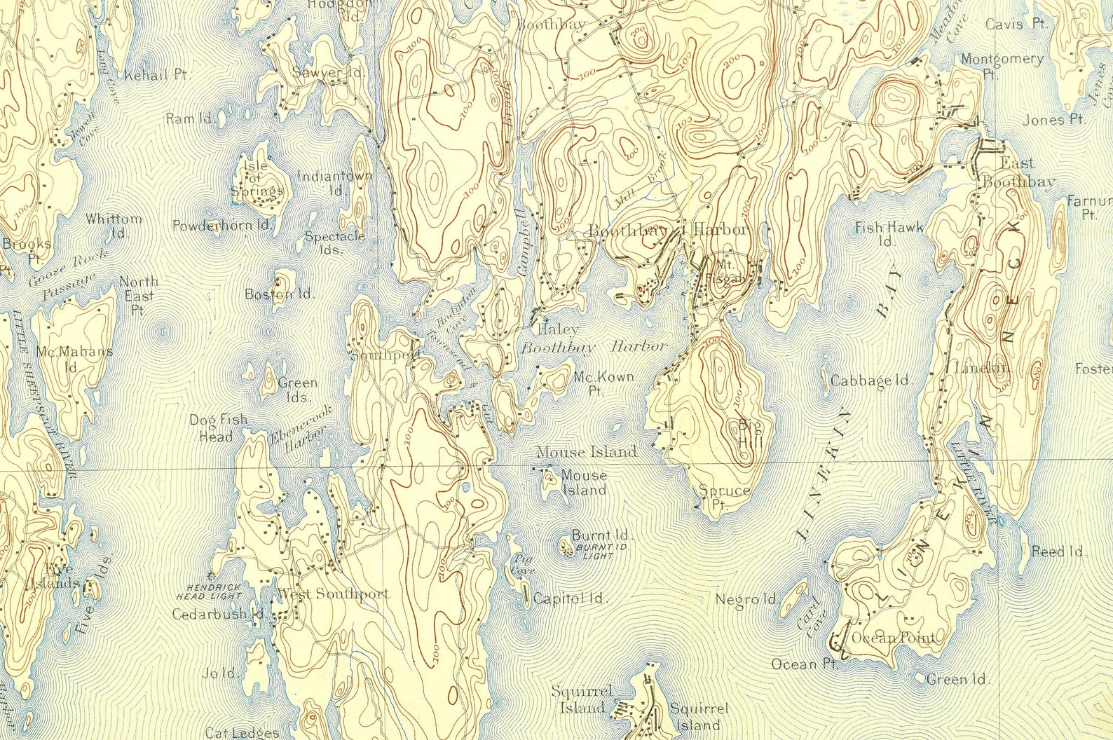 Boothbay Harbor Map of Mt Pisgah Maine Topographic Map Print Etsy