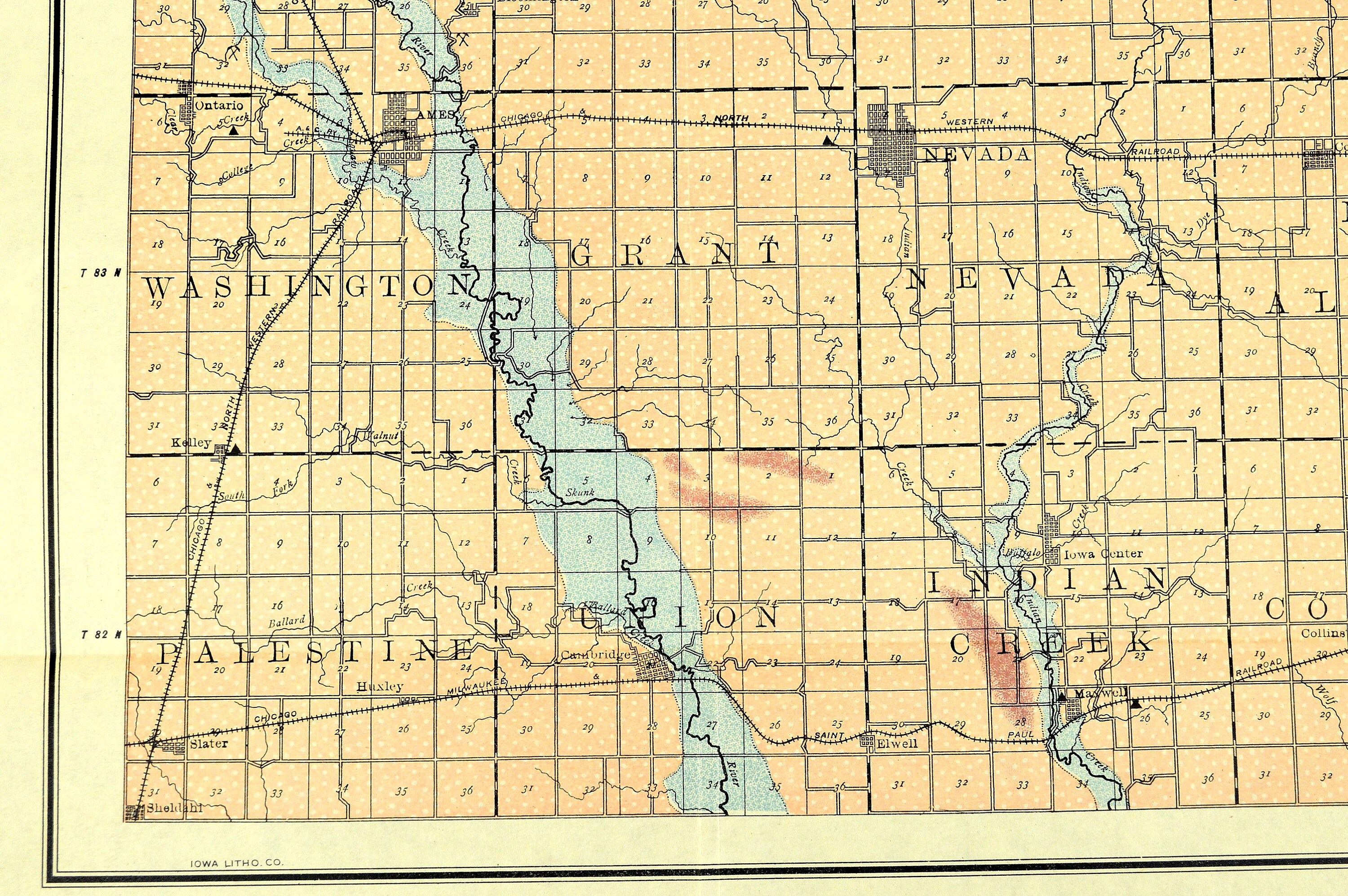 Story County Iowa Map Antique Original Geological Map Nevada Etsy