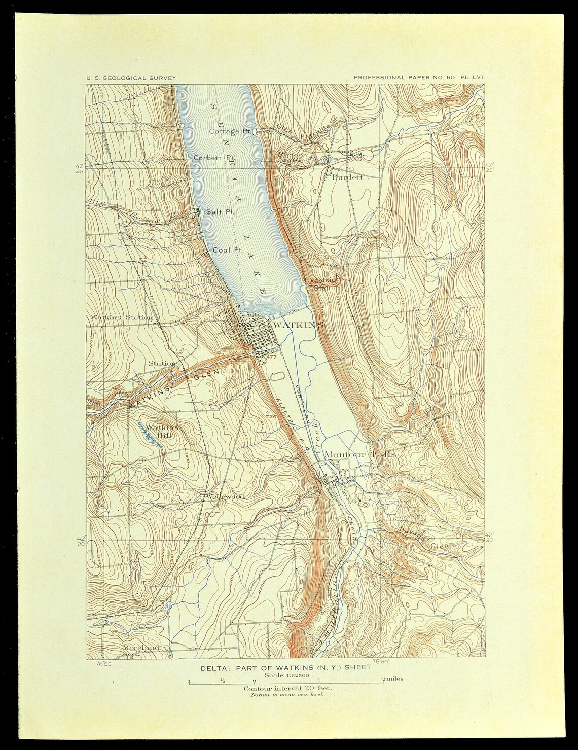 Watkins Glen Map of Watkins Glen New York Topographic Print Etsy India