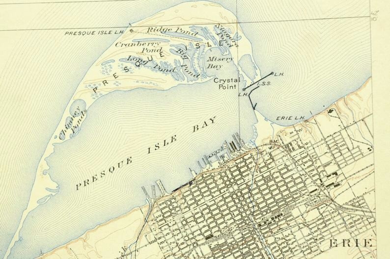 Erie Map of Erie Pennsylvania Topographic Print Antique USGS Etsy