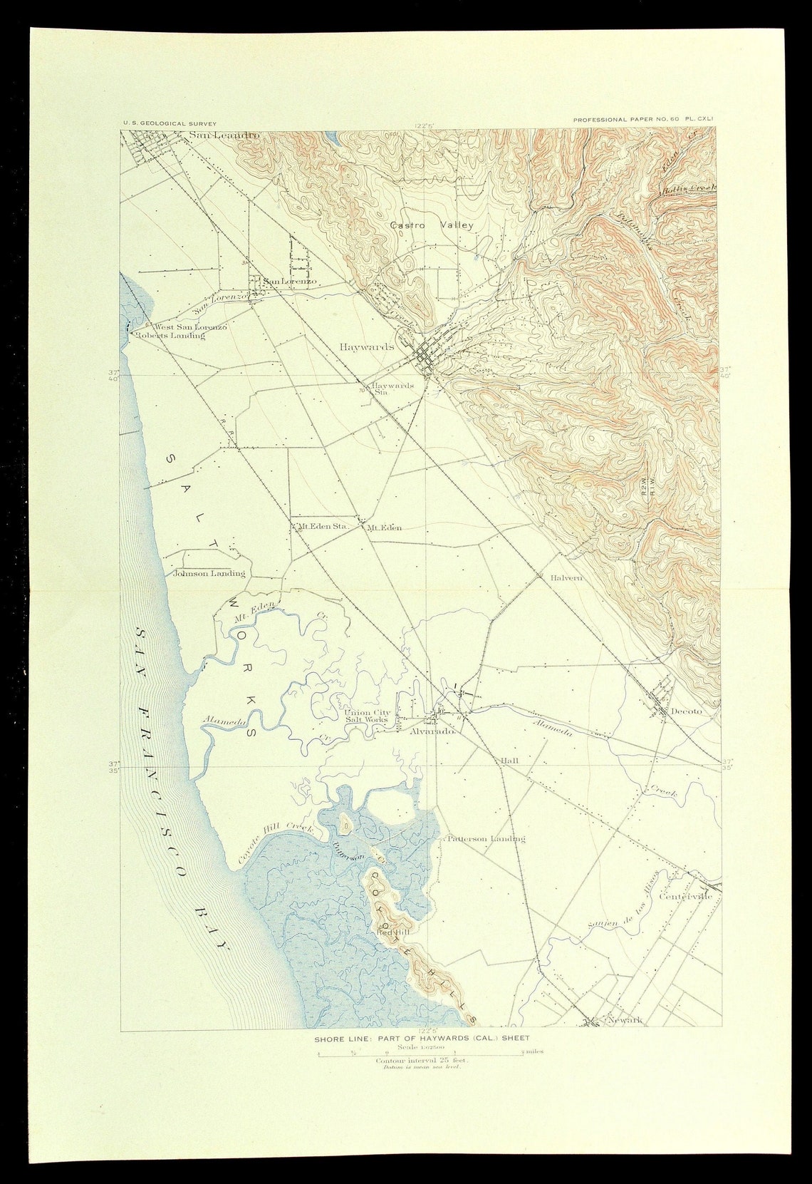 Hayward Map of Union City California Topographic Map Print Etsy