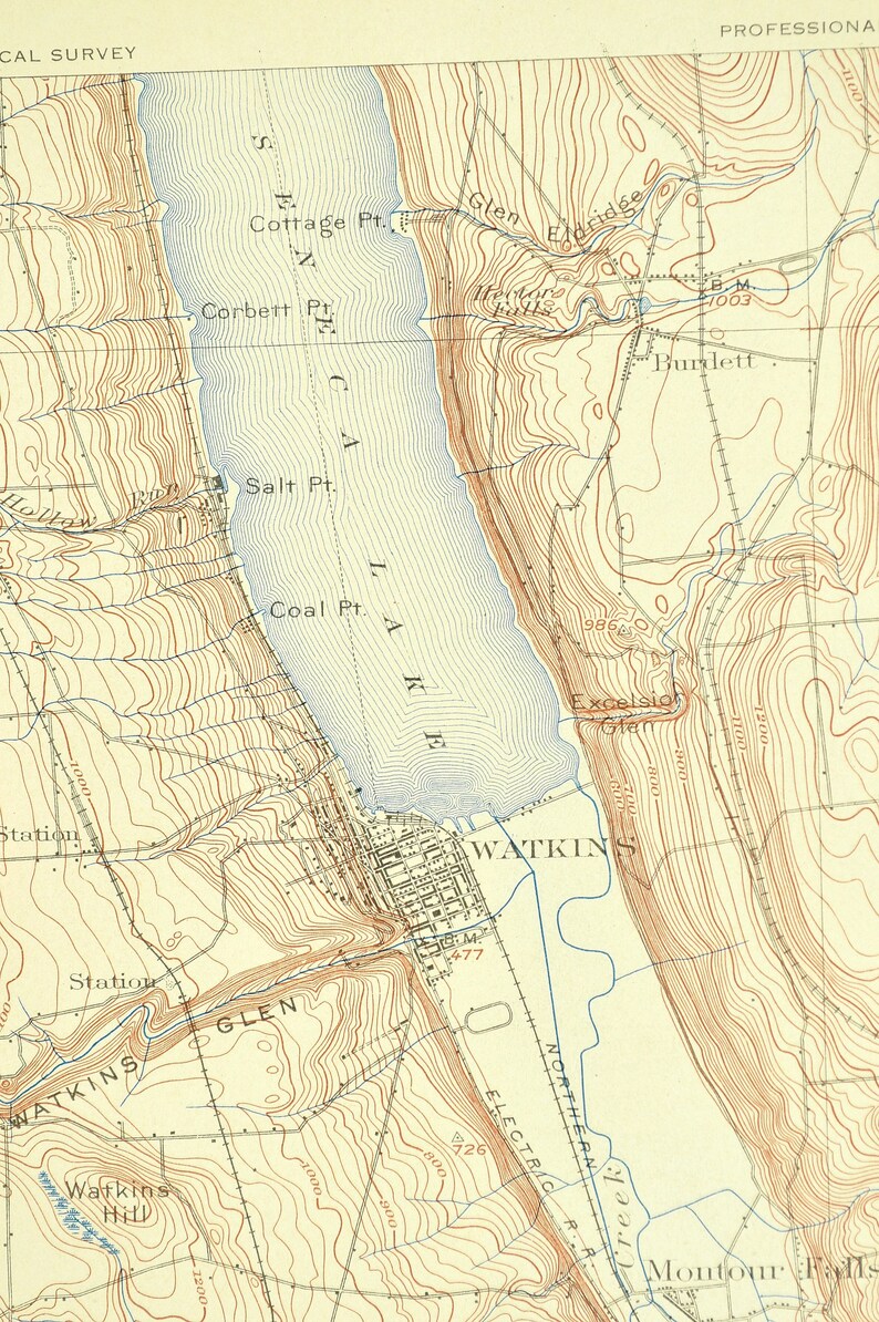 Watkins Glen Map of Watkins Glen New York Topographic Print Etsy India