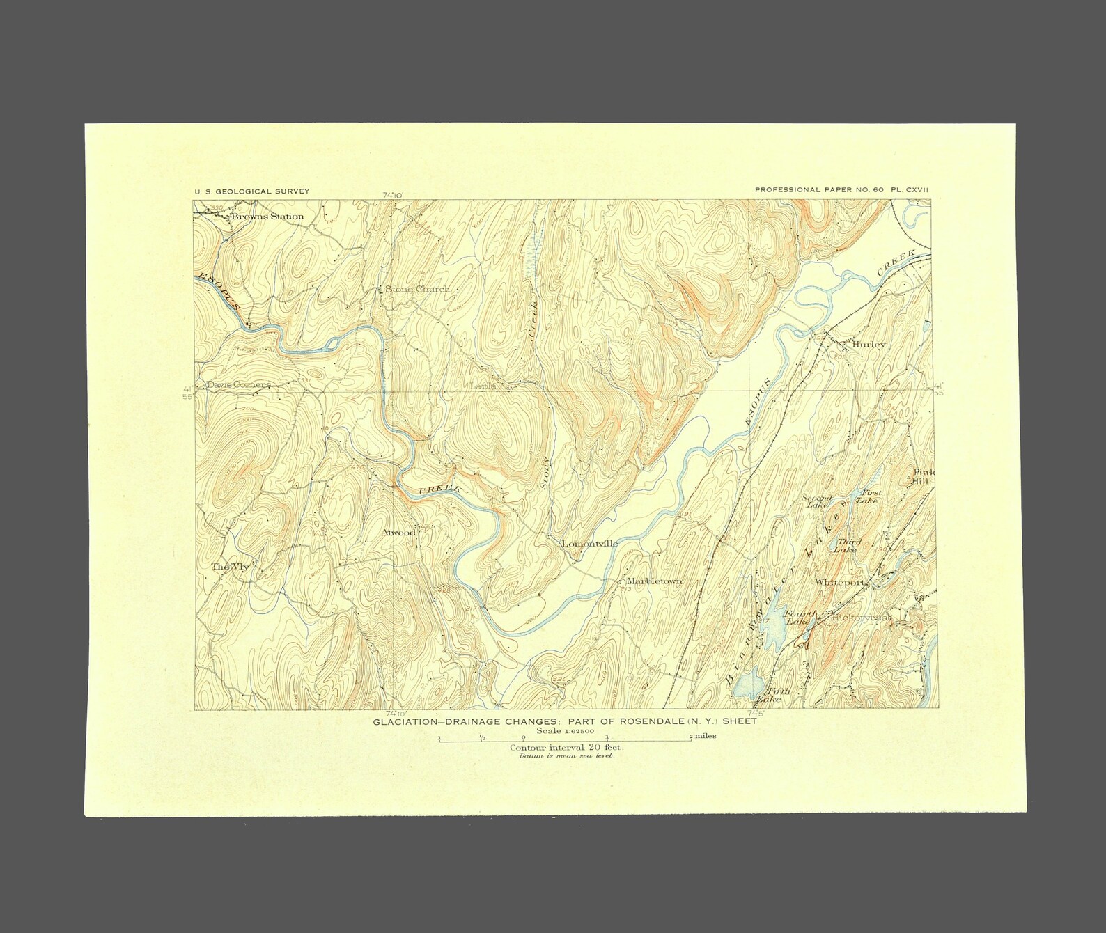 Hurley Map of Marbletown New York Topographic Print Antique Etsy