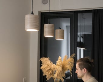 Wooden Pendant Lamp, Modern Pendant Light, Kitchen Hanging Lamp, Minimalist Light