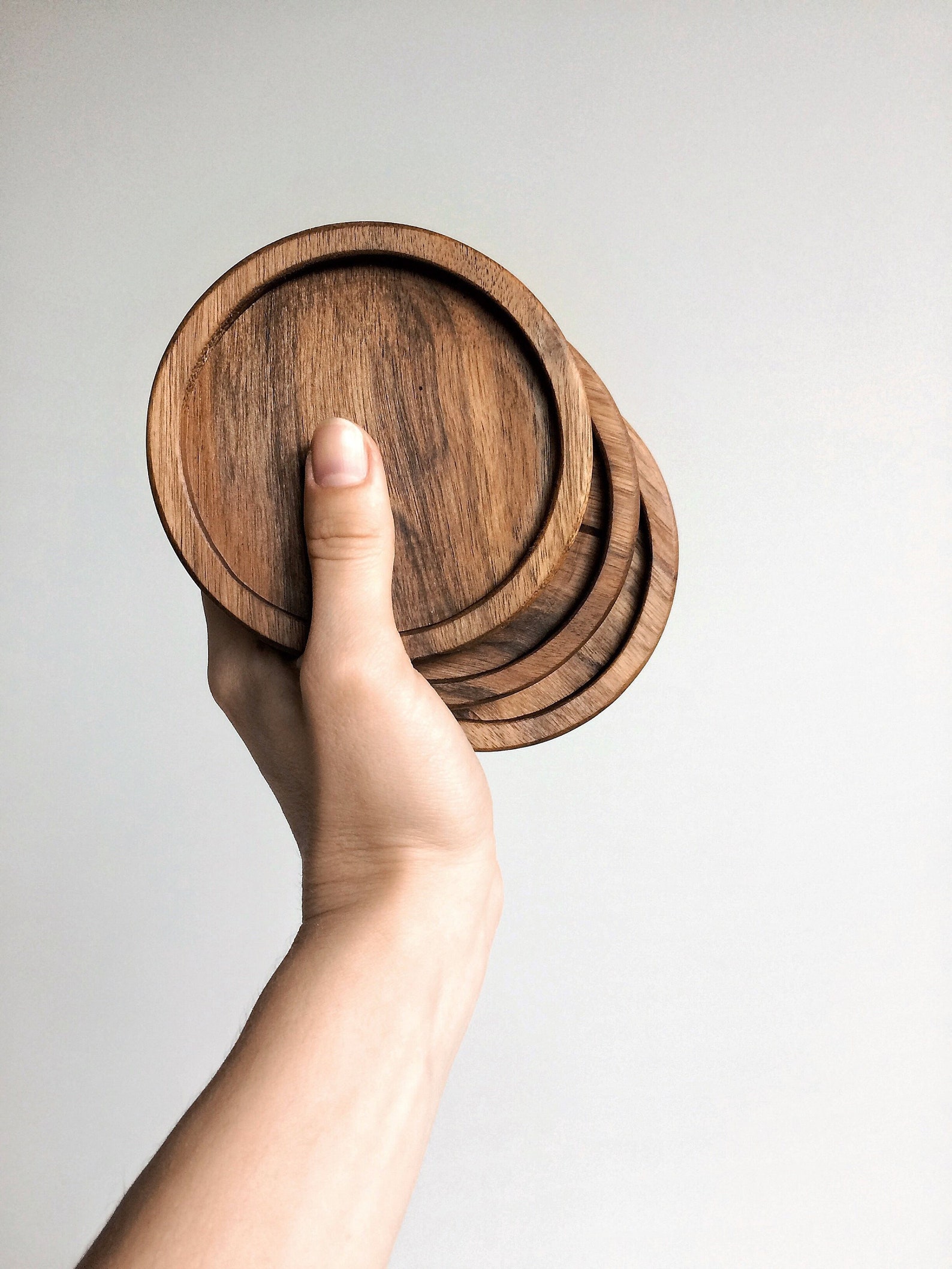 Round Wooden Coasters Set of 2 Coasters Drinks Coaster Set Etsy