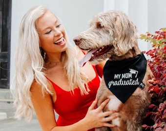 My Mom/Dad Graduated Over The Collar Dog Bandana, Graduation Announcement Idea, Graduation Photo Prop, Tails Up Pup