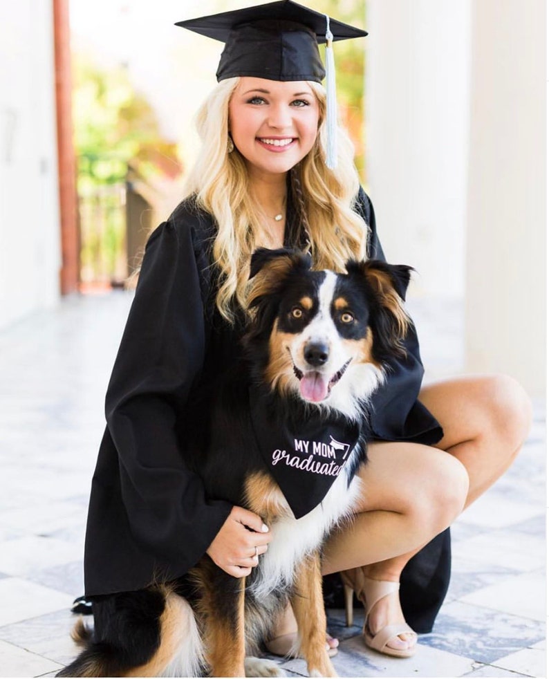 Graduation Announcement Idea Graduation Photo Prop Tails Up Pup My MomDad Graduated Over The Collar Dog Bandana