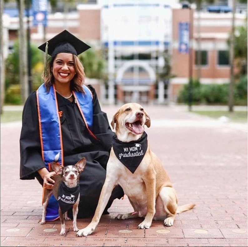 Graduation Announcement Idea Graduation Photo Prop Tails Up Pup My MomDad Graduated Over The Collar Dog Bandana