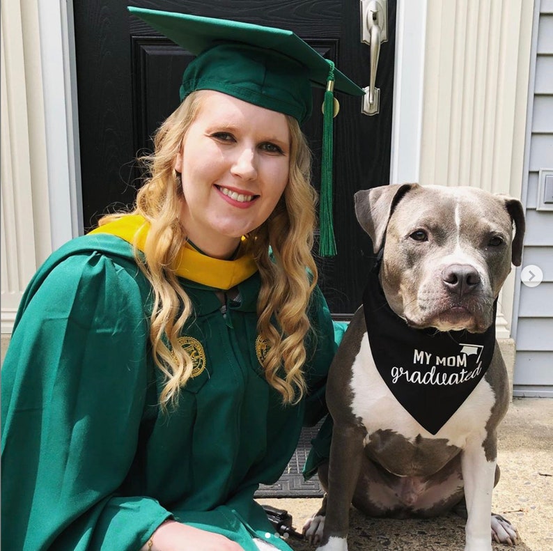 Graduation Announcement Idea Graduation Photo Prop Tails Up Pup My MomDad Graduated Over The Collar Dog Bandana