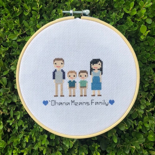 Custom Cross Stitch Family Portrait Etsy