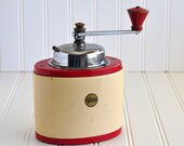 Vintage Coffee Grinder, Old Coffee Grinder, Coffee Shop Decor, Kitchen Decor, Coffee Lovers Decor, Country Kitchen, Red Yellow Cafe Decor
