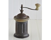 Vintage Round Grinder, Antique Metal and Wood Titan Coffee Grinder, Coffee Shop Decor, Farmhouse Kitchen Decor, Coffee Lover,Country Kitchen