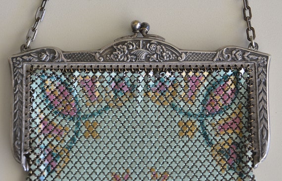 Vintage MANDALIAN MESH Purse, Teal Pink Gold Mand… - image 3