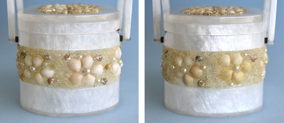 Vintage WHITE PEARLIZED WILARDY Lucite Purse with… - image 3