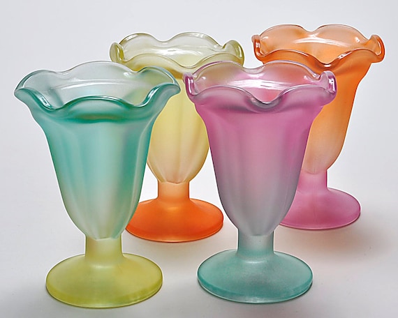 FROSTED PARFAIT Glasses FREE Shipping, Mid Century Style Frosted