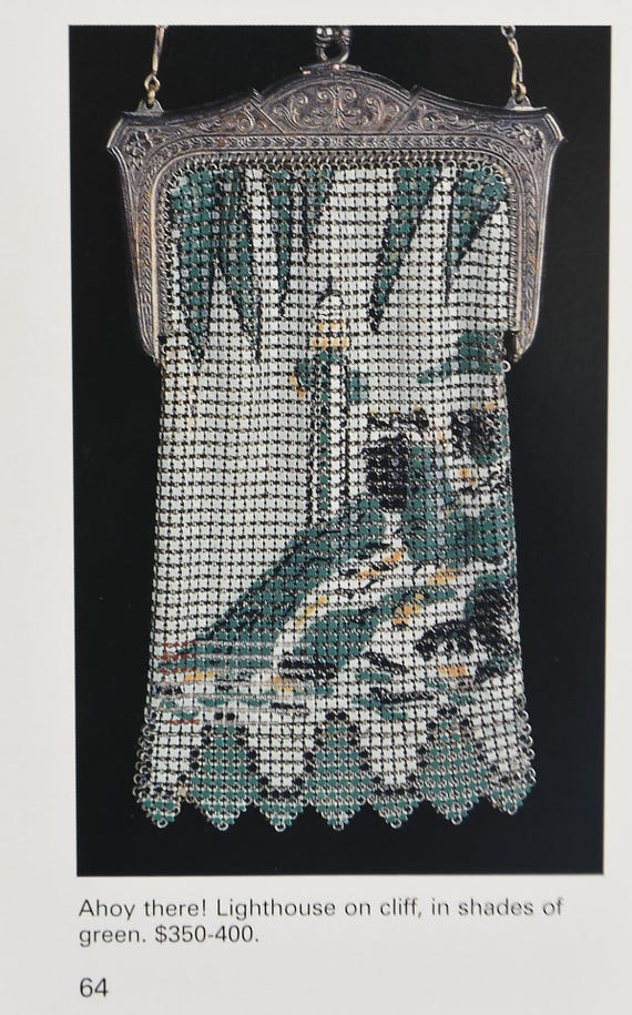 RARE 1920's WHITING and DAVIS Scenic Mesh Purse, … - image 8
