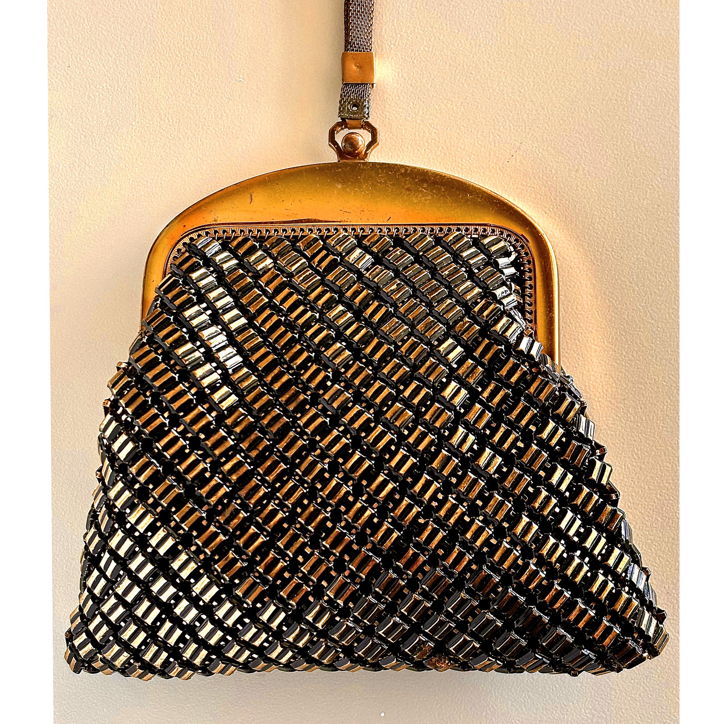 VINTAGE USA製 ホワイティング＆デイビス メタルビーズ2wayバッグ Whiting&Davis】Metallic chain mini bag（ハンドバッグ