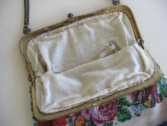 Antique Microbeaded Purse, Large Floral 1920s Bea… - image 4