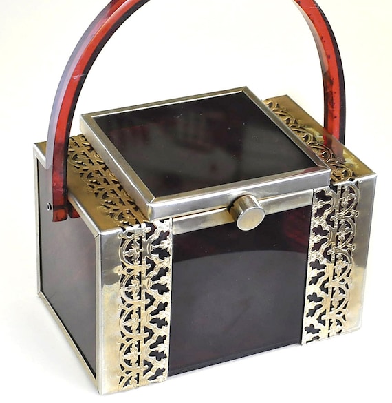 Tyrolean Vintage Tortoise Shell Lucite Box Purse w