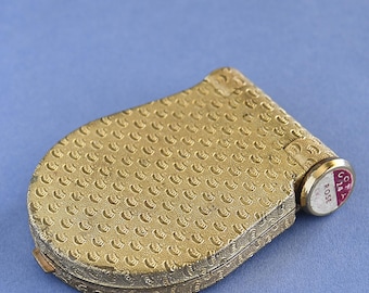 Vintage Coty Powder Compact Lipstick Duet-combinatie, jaren 1950 getextureerd messing ontwerp