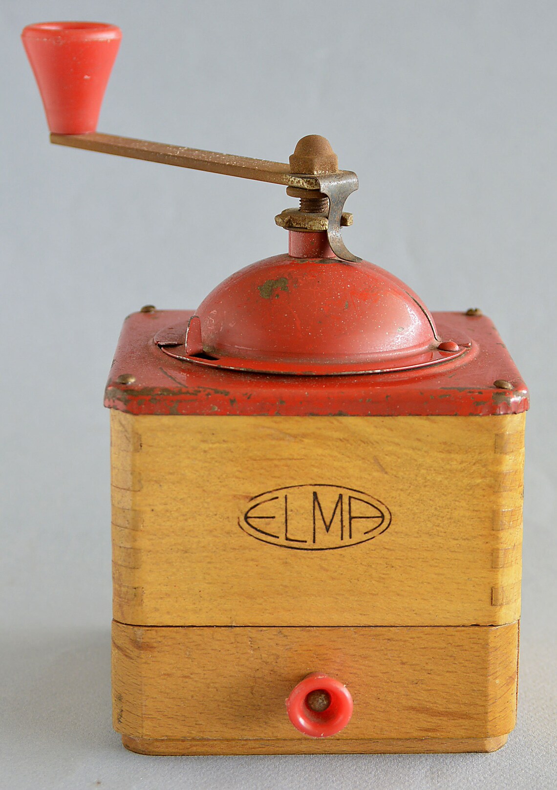 Vintage Red and Wood Elma Coffee Grinder Gift for Coffee Etsy