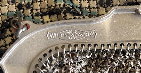 RARE 1920's WHITING and DAVIS Scenic Mesh Purse, … - image 6