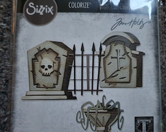 Tim Holtz Sizzix Halloween Thinlits, Graveyard Colorize 666383