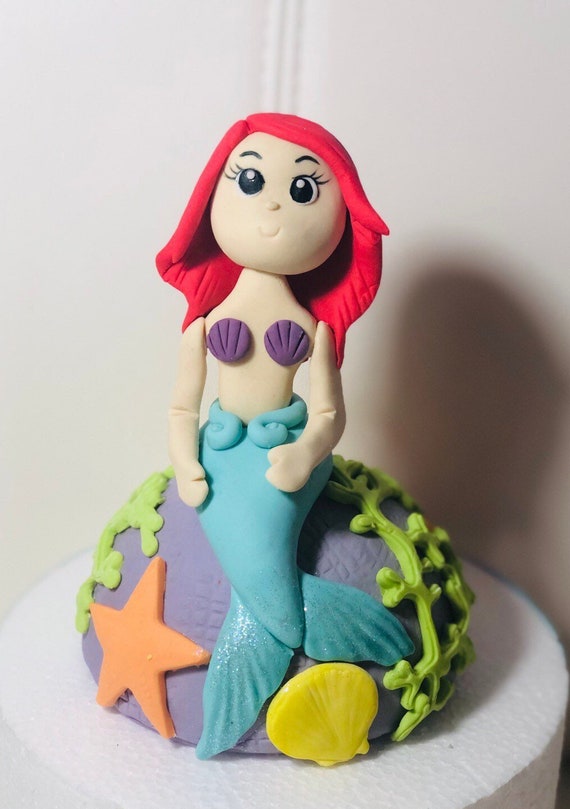 Ariel Little Mermaid Cake Topper Cute Little Mermaid Cake Etsy