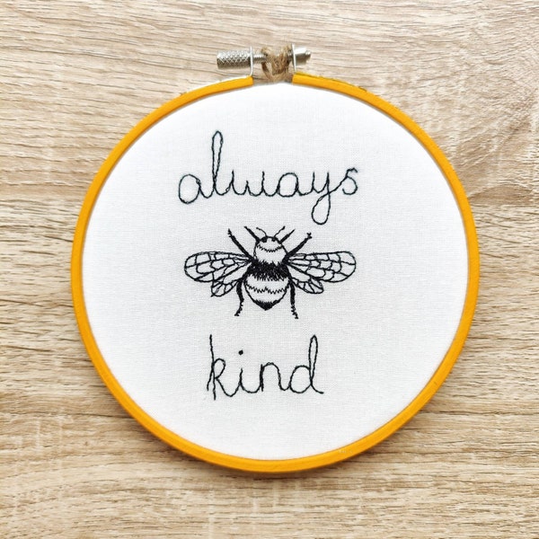 Bee quote freehand embroidered hanging hoop decoration