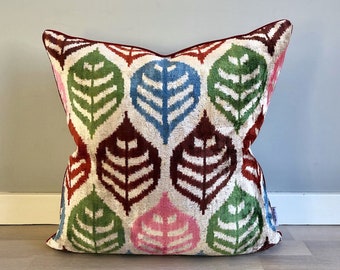 Velvet Ikat Cushion Four Seasons | Velvet Ikat Pillow Four Seasons