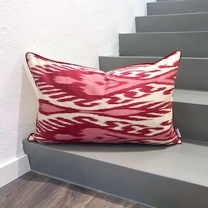 Silk Ikat Cushion Heart Red | Silk Ikat Pillow Heart Red