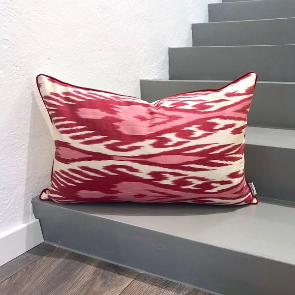 Silk Ikat Cushion Heart Red | Silk Ikat Pillow Heart Red