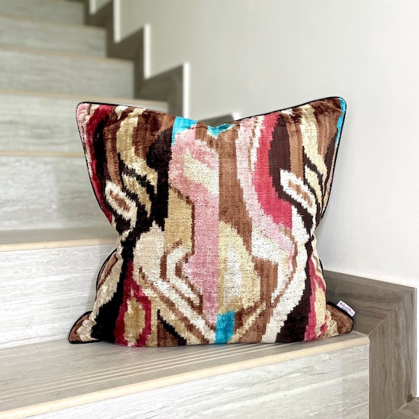 Velvet Ikat Cushion Desert of Life | Velvet Ikat Pillow Desert of Life