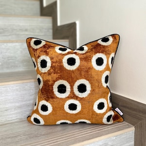 Velvet Ikat Cushion Espresso | Velvet Ikat Pillow Espresso