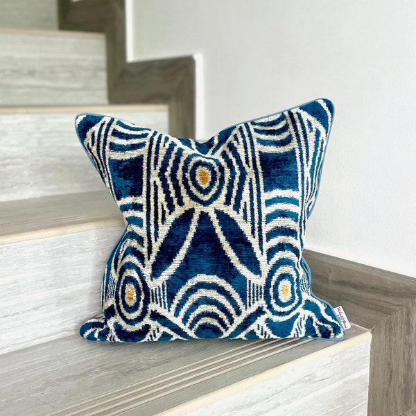 Velvet Ikat Cushion Kyanite | Velvet Ikat Pillow Kyanite