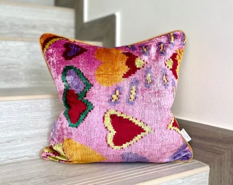 Velvet Ikat Cushion Valentine | Velvet Ikat Pillow Valentine