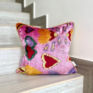 Velvet Ikat Cushion Valentine | Velvet Ikat Pillow Valentine