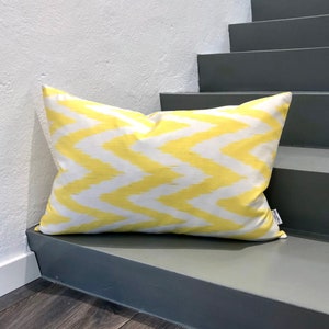 Silk Ikat Cushion Zigzag Yellow | Silk Ikat Pillow Zigzag Yellow